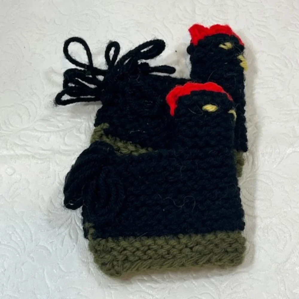 Two (2) Crocheted/Knitted Chicken/Hen Egg Cozies Covers Holder Decor 3
